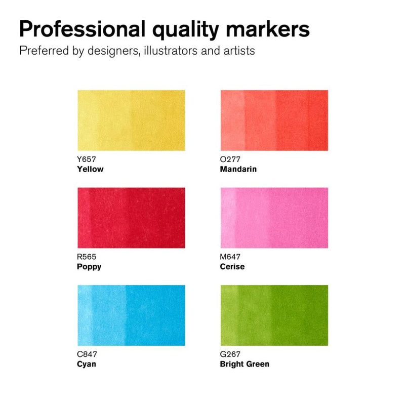 Winsor & Newton Promarker Set Of 6 Vibrant Tones