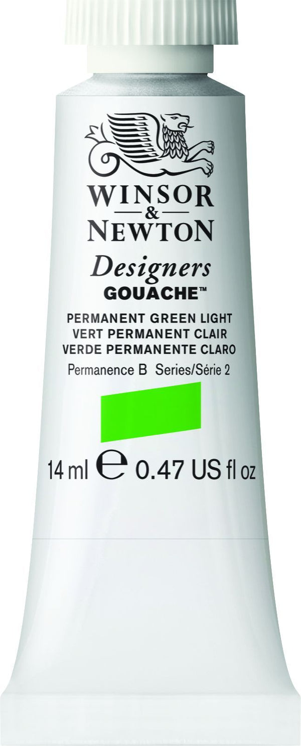 Winsor & Newton Designers' Gouache Paint 14ml#colour_PERMANENT GREEN LIGHT (S2)