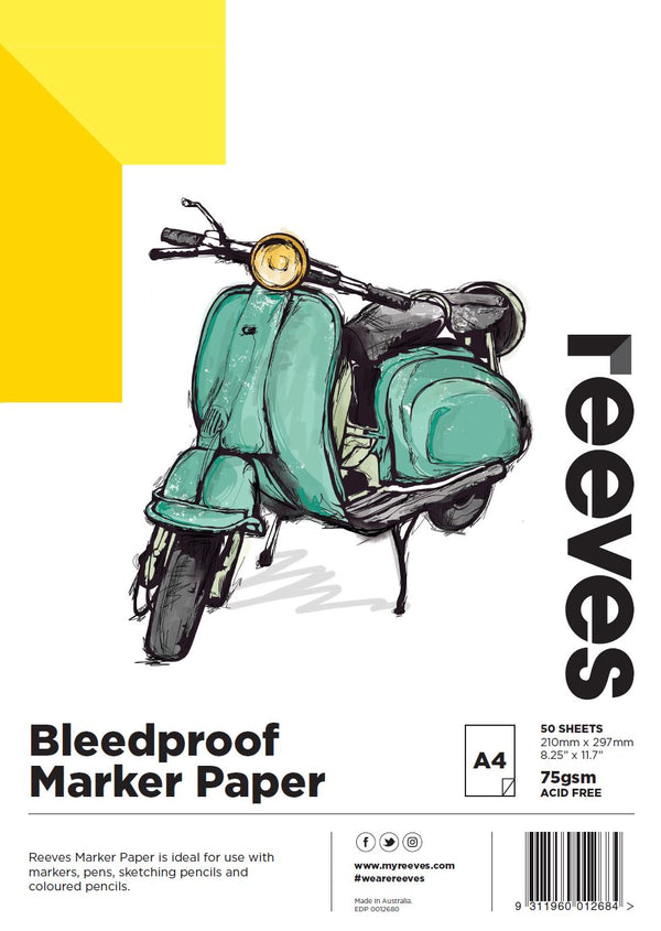 Reeves Bleed Proof Marker Pad 75gsm 50 Sheets#Size_A4