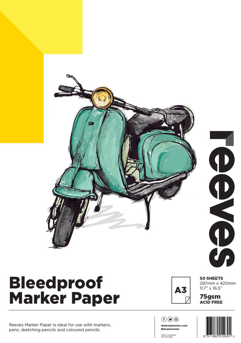 Reeves Bleed Proof Marker Pad 75gsm 50 Sheets
