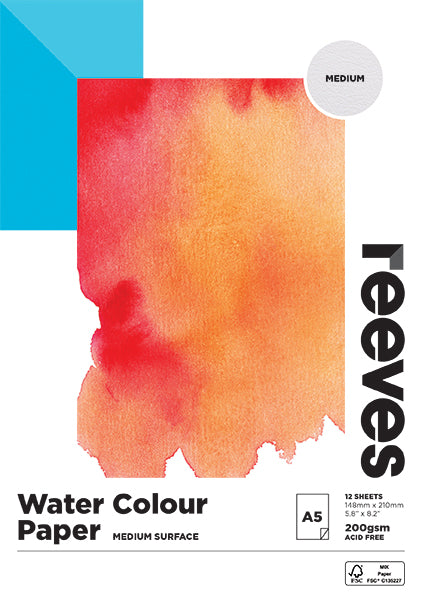 Reeves Watercolour Pad 200gsm A5 12 Sheets Fsc Mix#Size_A5