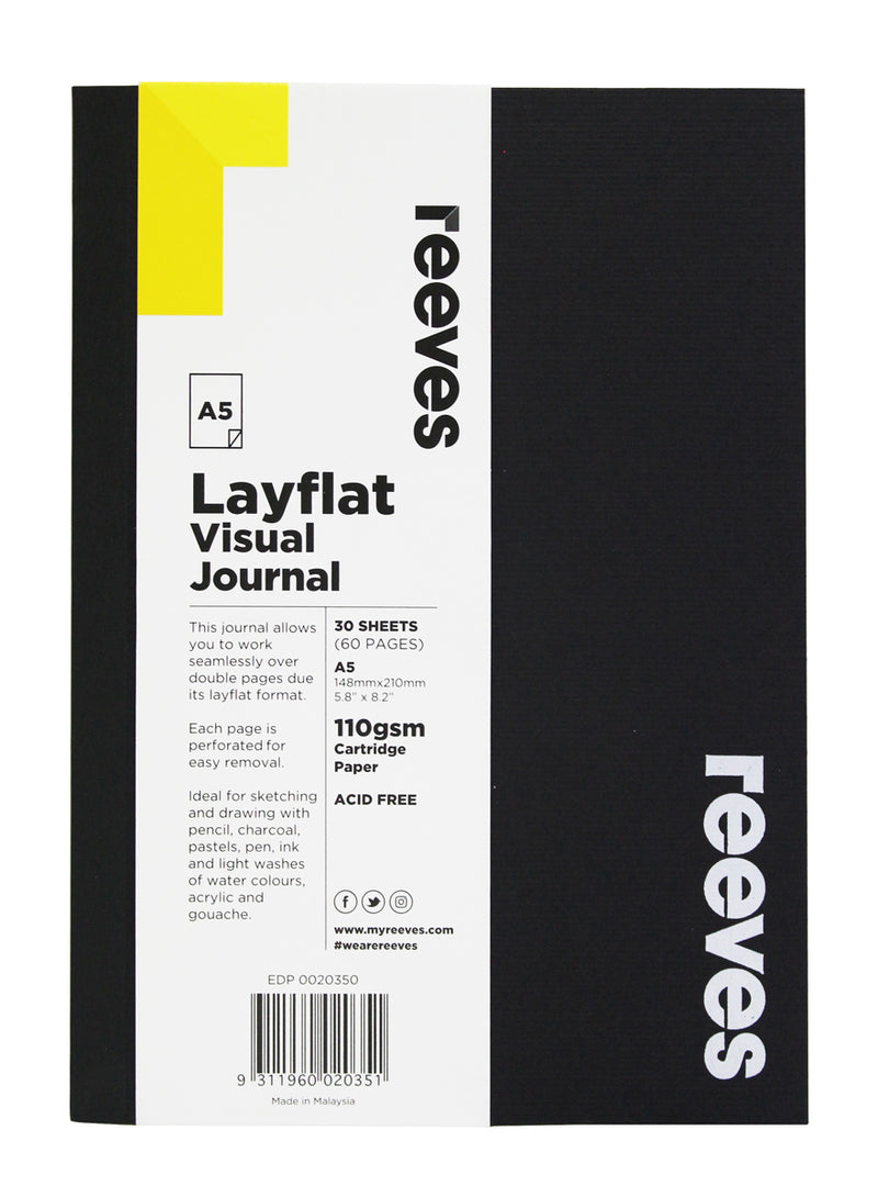 Reeves Visual Journal Layflat Black Cover 30 Sheets