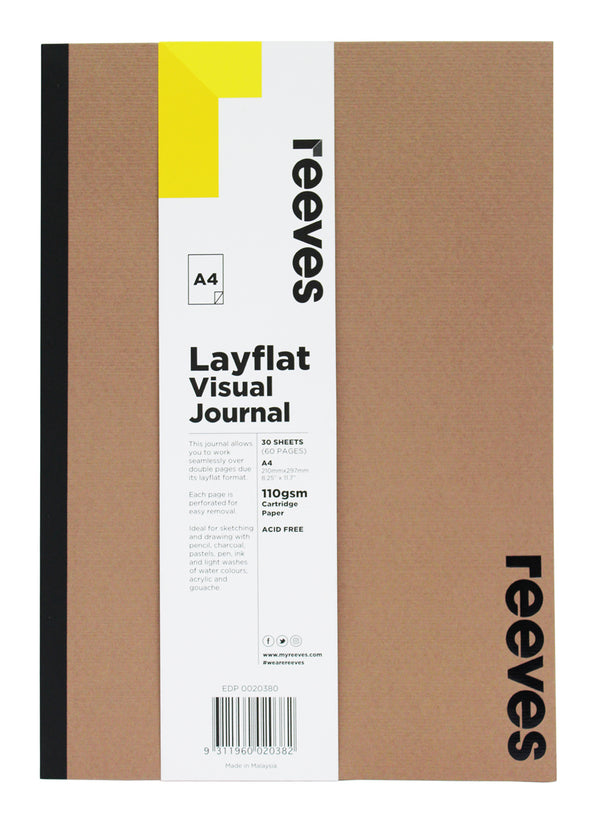 Reeves Visual Journal Layflat Kraft Cover 30 Sheets#Size_A4