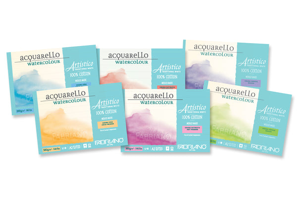 Fabriano Artistico Watercolour Sheets Traditional White 300gsm A2 - 10 Sheets#paper press_HOT PRESSED
