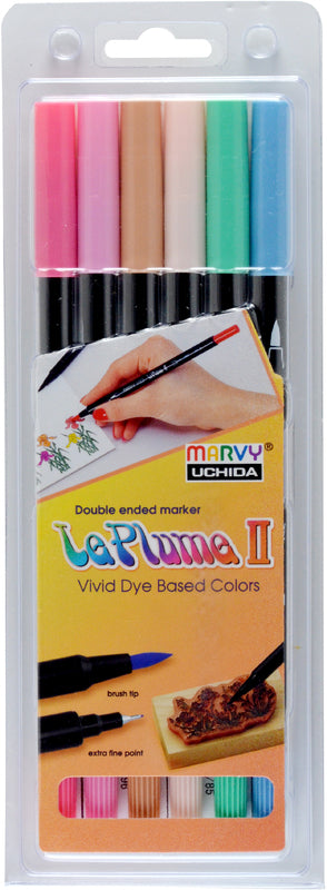 Marvy Le Plume II Dual Tip Marker Set Of 6#colour_PASTEL