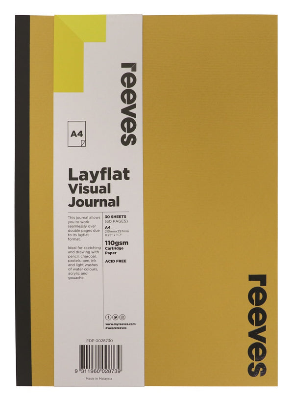 Reeves Visual Journal A5 Layflat 30 Sheets Coloured Cover#Colour_AVORIO