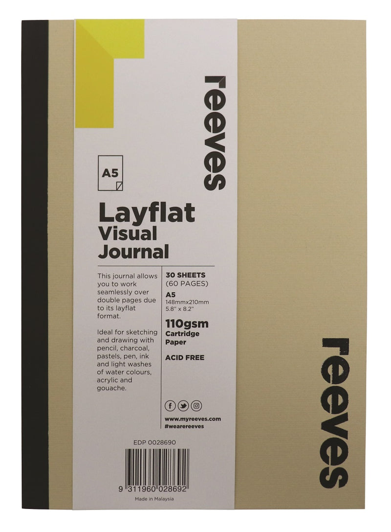 Reeves Visual Journal A5 Layflat 30 Sheets Coloured Cover