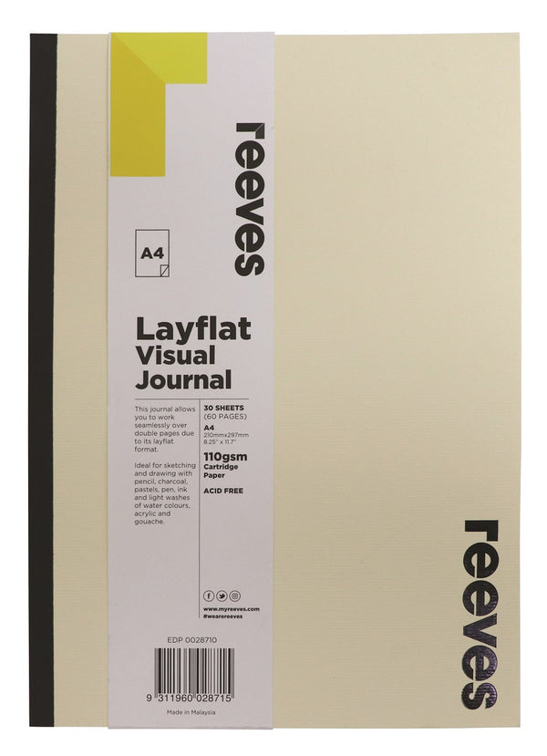Reeves Visual Journal A4 Layflat 30 Sheets Coloured Cover#Colour_AVORIO