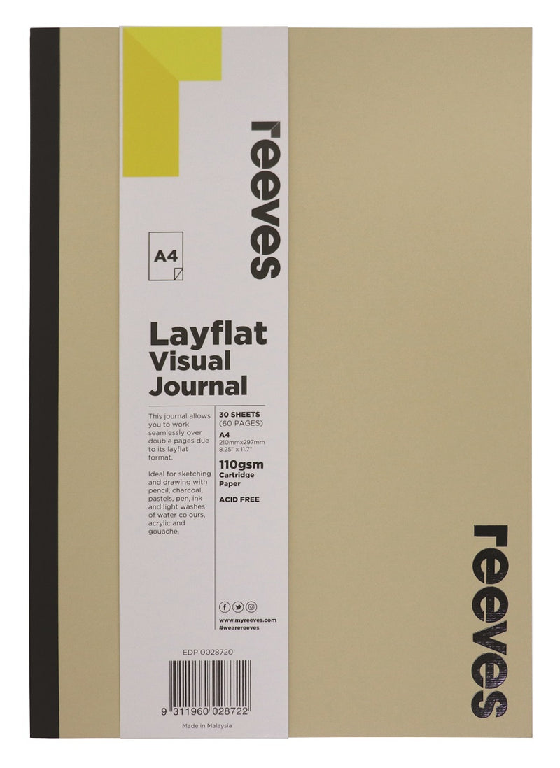 Reeves Visual Journal A4 Layflat 30 Sheets Coloured Cover