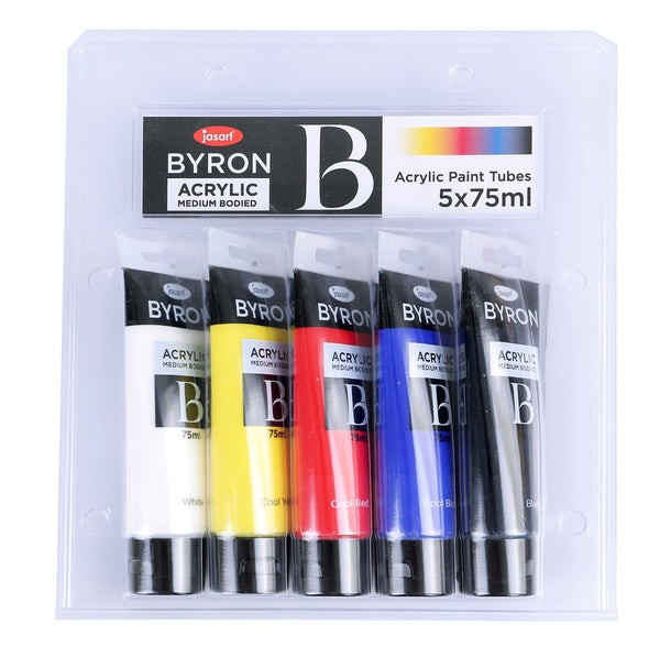 Jasart Byron Acrylic Paint 75ml Primary Set Of 5