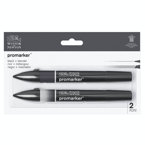 Winsor & Newton Promarker Black + Blender Set