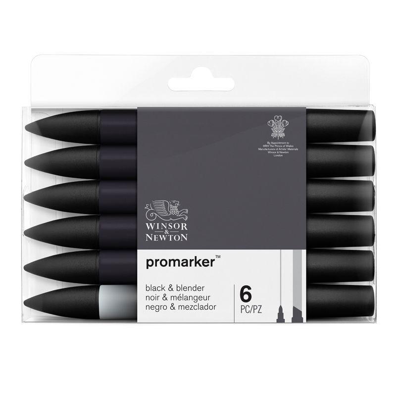 Winsor & Newton Promarker Blacks + Blender Set Of 6