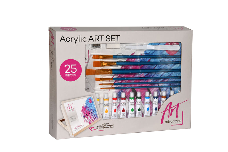 Art Advantage Acrylic Paint Easel 25 Piece Set