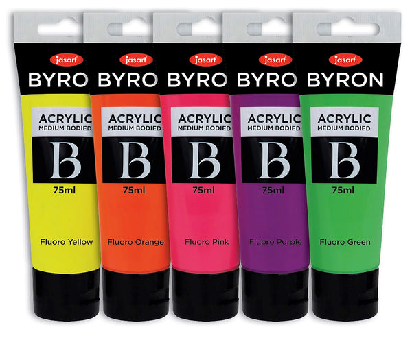 Jasart Byron Acrylic Paint 75ml Set Of 5#Colour_FLUORESCENT