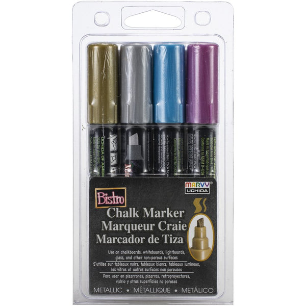 Marvy Bistro Chalk Marker Chisel Metallic - Set Of 4