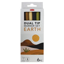 Jasart Dual Nib Brush Fineliner - Earth Set Of 6