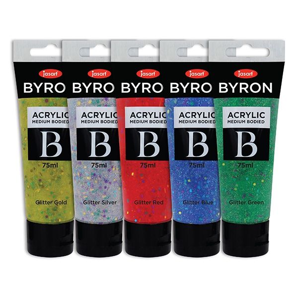 Jasart Byron Acrylic Paint 75ml Glitter Set Of 5