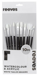 Reeves White Taklon Short Brushes Set Of 10