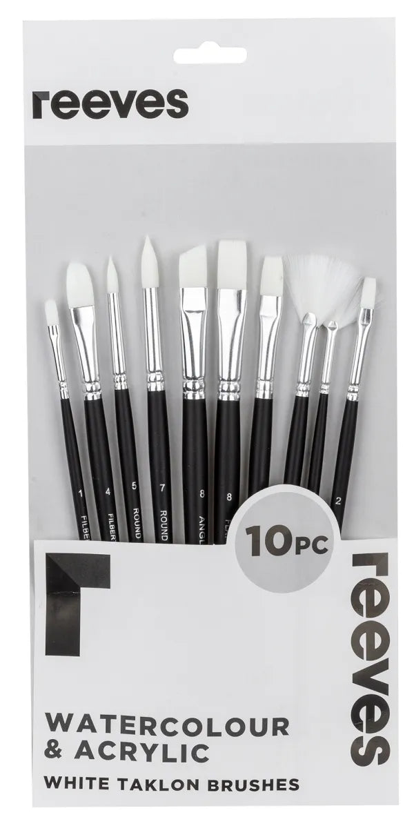 Reeves Brush Taklon Short Set of 10#Colour_WHITE