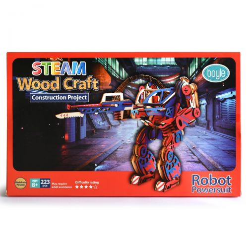 BOYLE STEAM WOOD CRAFT ROBOT POWERSUIT 14X12X22CM