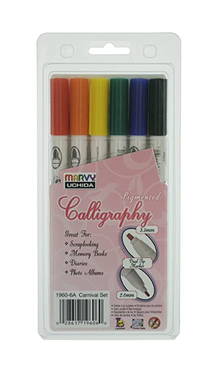 Marvy Calligraphy Pigmented Marker - Set Of 6#Colour_CARNIVAL