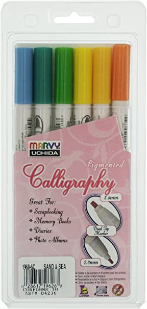 Marvy Calligraphy Pigmented Marker - Set Of 6