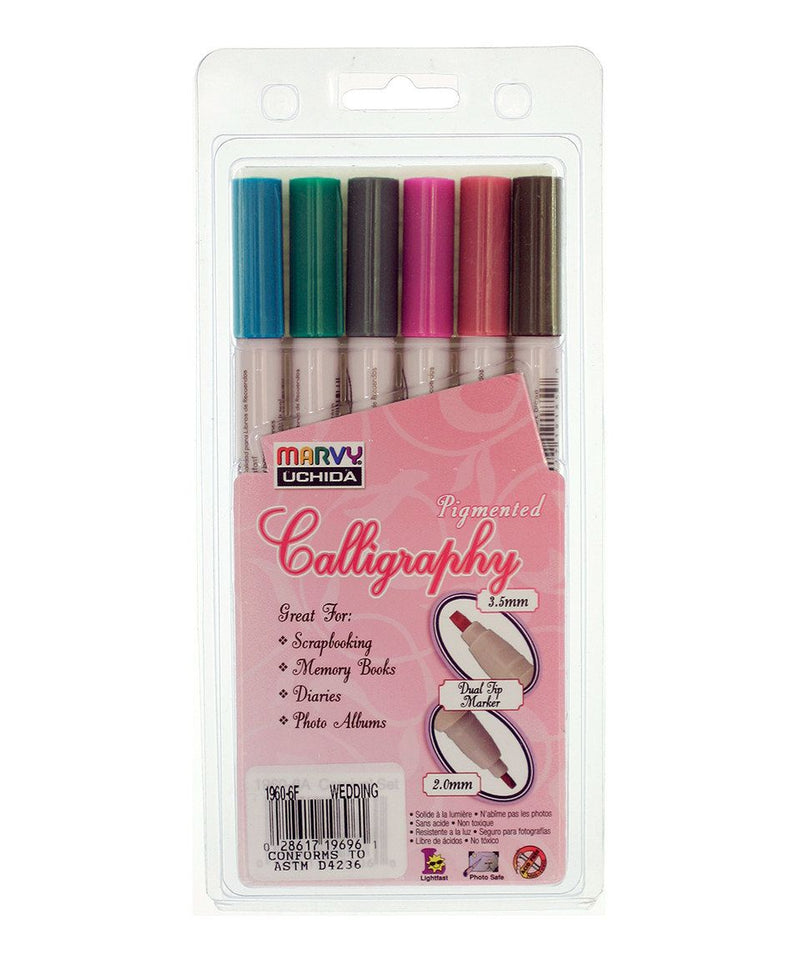 Marvy Calligraphy Pigmented Marker - Set Of 6