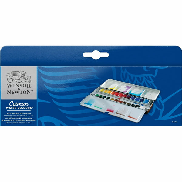 Winsor & Newton Cotman Watercolour Travel - Tin Of 24 Half Pans
