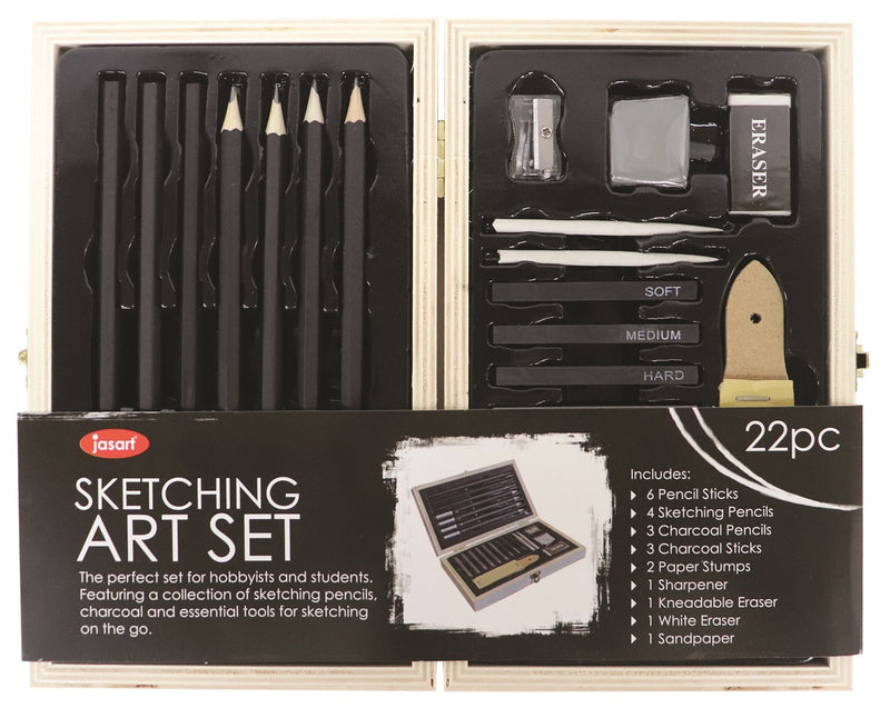 Jasart Sketching Wooden Box - Set Of 22