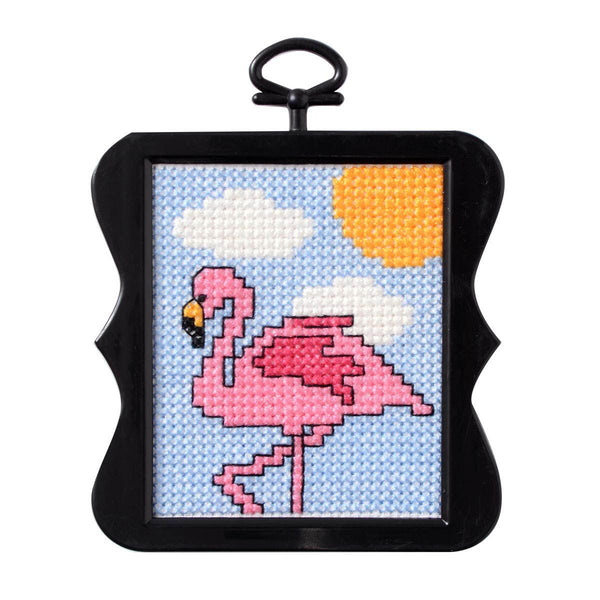 bucilla beginner mini cross stitch kit - flamingo