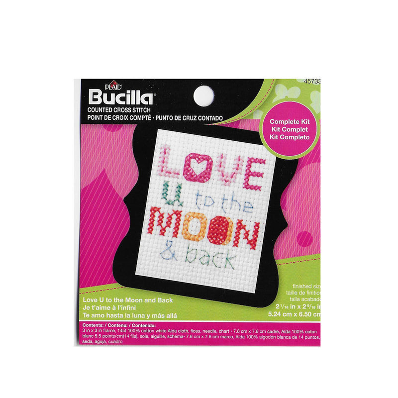 bucilla beginner mini cross stitch kit - love you to the moon & back