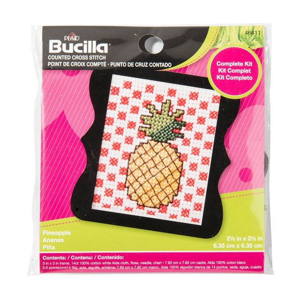 bucilla beginner mini cross stitch kit - pineapple