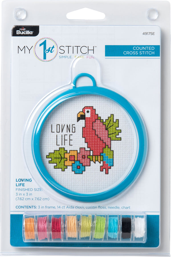 bucilla my first cross stitch kit - loving life