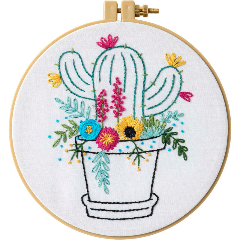 bucilla stamped embroidery kit - cactus bloom