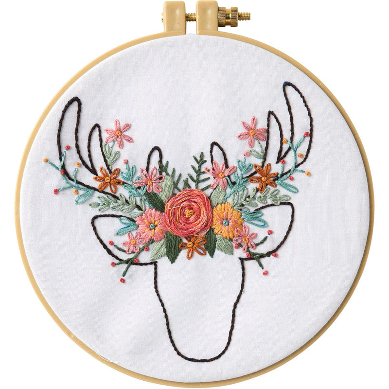 bucilla stamped embroidery kit - floral deer