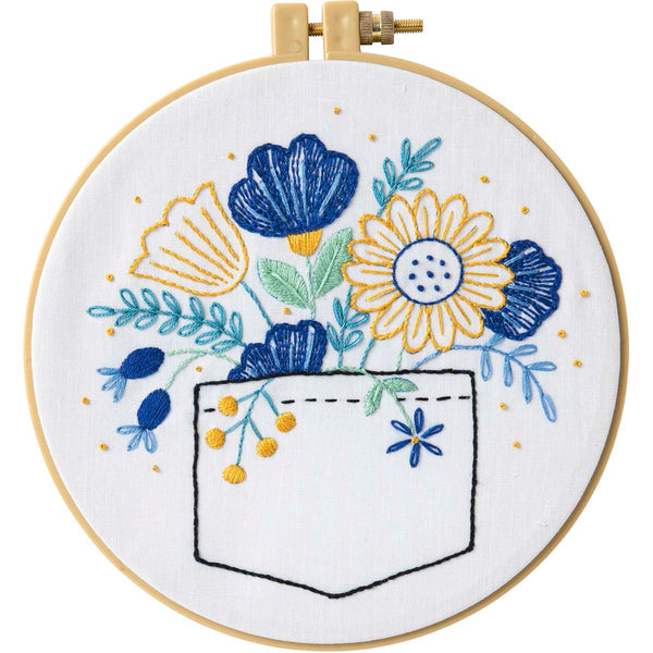 bucilla stamped embroidery kit - pocket full of posies