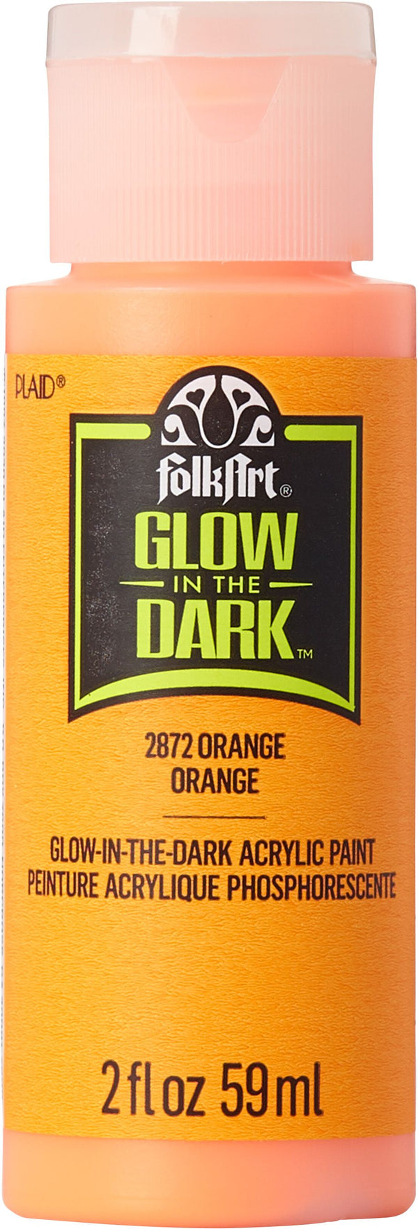 Folk Art Acrylic Glow In The Dark Craft Paint 2oz/59ml#Colour_ORANGE