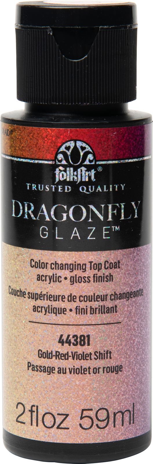 Folk Art Dragonfly Glaze Acrylic Craft Paint 2oz/59ml#Colour_GOLD-RED-VIOLET SHIFT