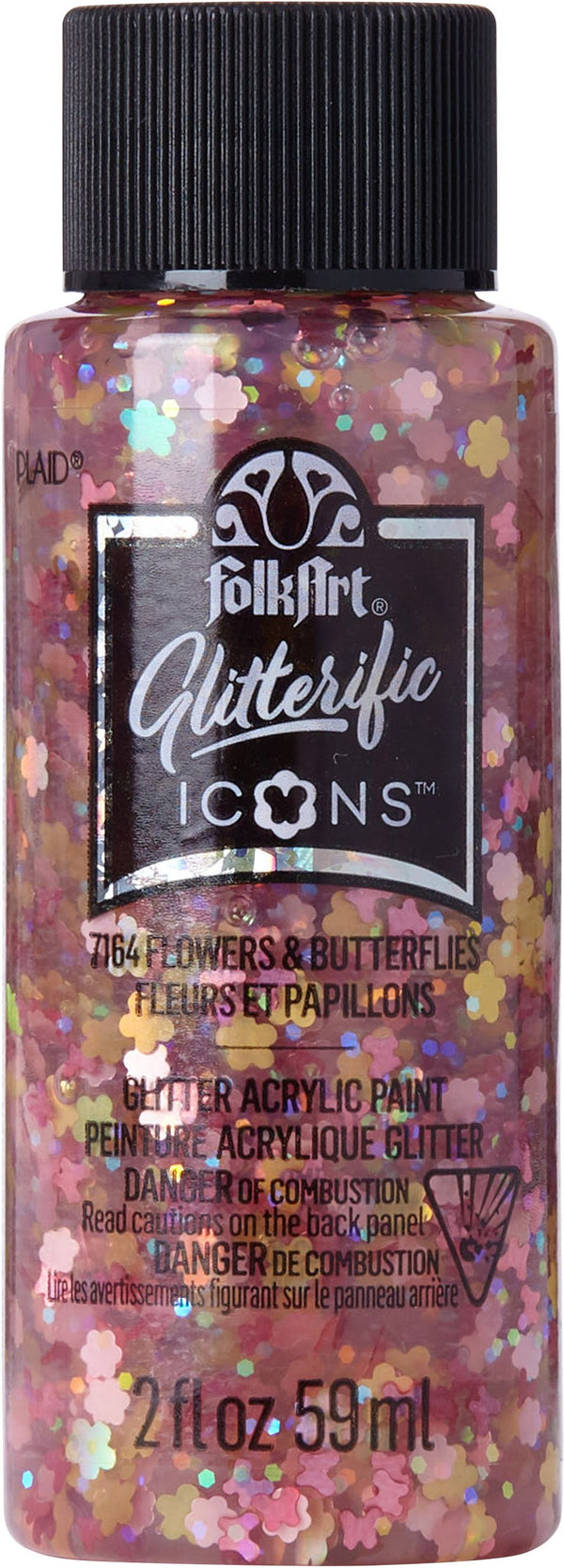 Folk Art Glitterific Icons Acrylic Craft Paint 2oz/59ml#Colour_FLOWERS & BUTTERFLIES