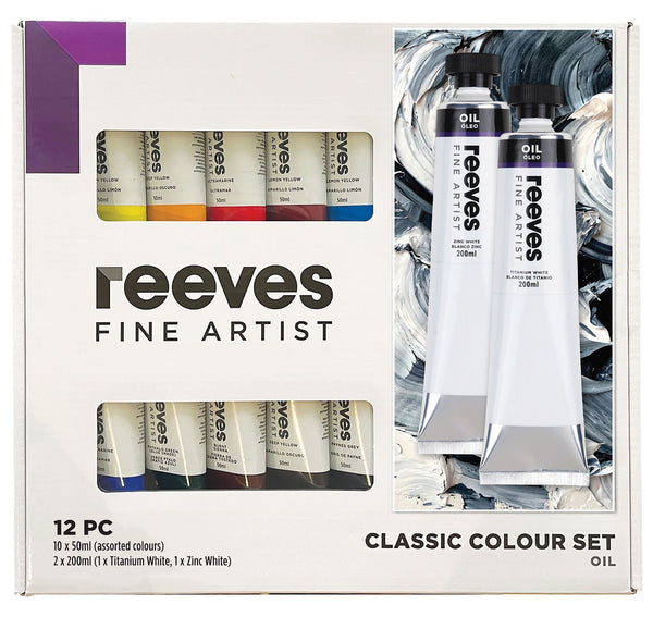 Reeves Fine Artist Oil Paint 10 Piece Classic Colour Set