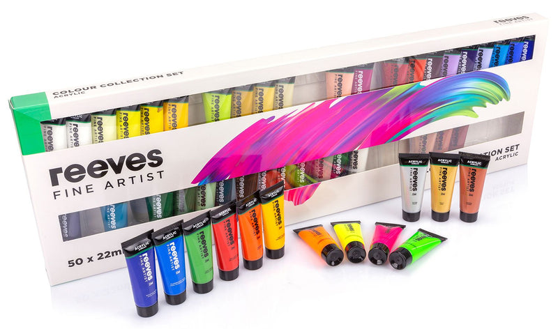 Reeves Acrylic Paint Classic Colours 22ml 50 Piece Set