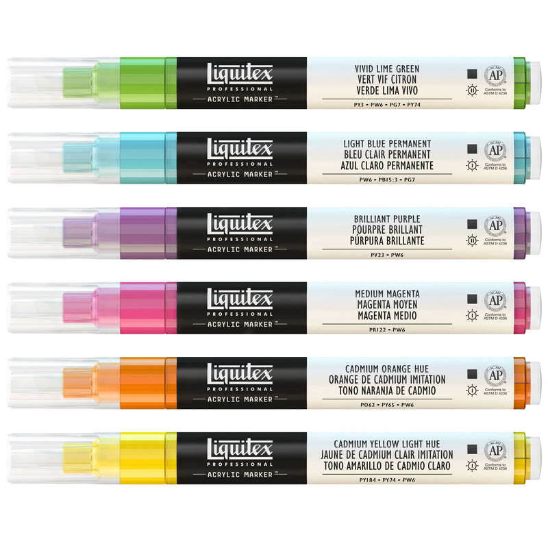 Liquitex Acrylic Markers Vibrant 2-4mm Chisel - Set Of 6