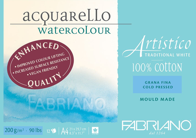 Fabriano Artistico Watercolour Enhanced Pad 200gsm Cold Press 12 Sheets