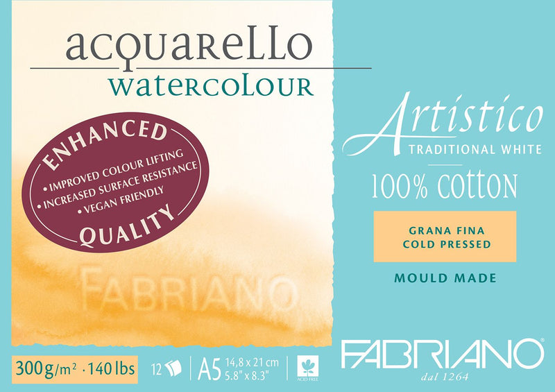 Fabriano Artistico Watercolour Enhanced Pad 300gsm Cold Press 12 Sheets