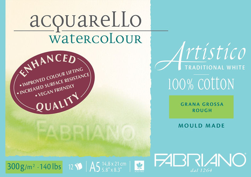 Fabriano Artistico Watercolour Enhanced Pad 300gsm Rough 12 Sheets
