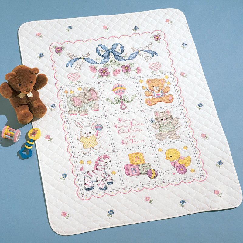 Bucilla Stamped Crib Cover Kit - Babies Are Precious