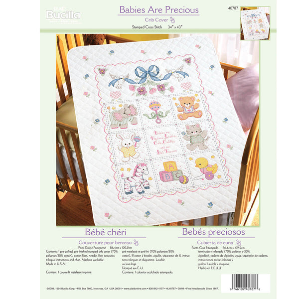 Bucilla Stamped Crib Cover Kit - Babies Are Precious