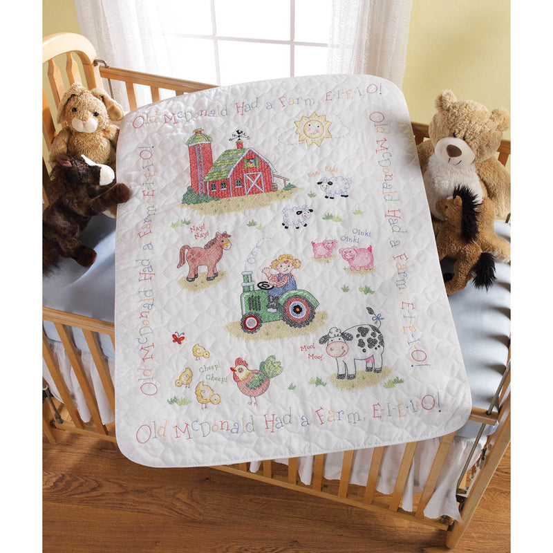 Bucilla Stamped Crib Cover Kit - On The Farm