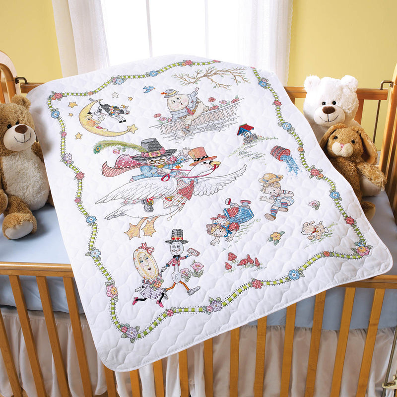 Bucilla Stamped Crib Cover Kit - Mother Goose