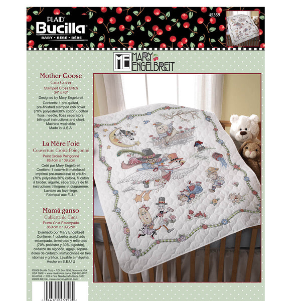 Bucilla Stamped Crib Cover Kit - Mother Goose